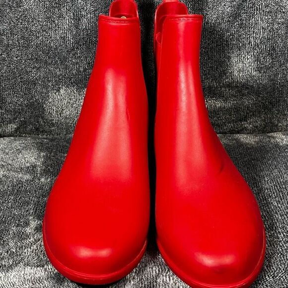 💚 Sam Edelman matte red ankle Rain Boots 8W - Picture 5 of 8